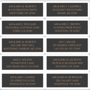 Adesivo 10 Nome de Convidado Individual Endereço Preto Mís