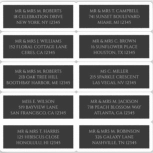 Adesivo 10 Nome de Convidado Individual Endereço Preto Mís