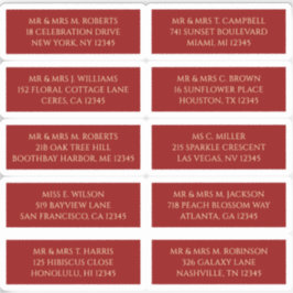 Adesivo 10 Nome de Convidado Individual Endereço Vermelho 