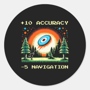 Adesivo +10 Precisão –5 Navegação Pixel Disc Golf Gamer 