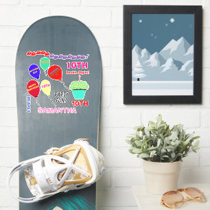 Adesivo 10o A menina do aniversário Balloons o vinil do