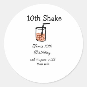 Adesivo 10th Shake 10th feliz aniversário, milkshake scrib