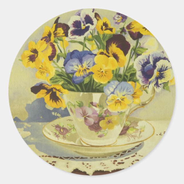 Adesivo 1187 Pansies no Teacup (Frente)