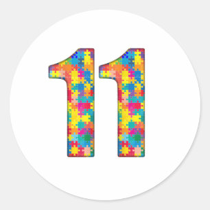 Adesivo 11 Birthday Autism Insert For Boy Girl