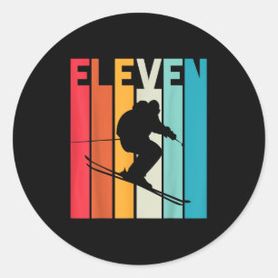 Adesivo 11 Birthday Boy Retro Ski Lover Skier 11 Anos O