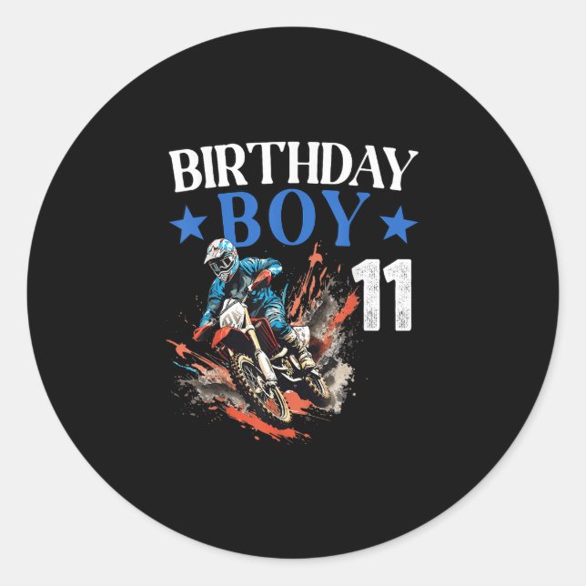 Adesivo 11 Birthday Dirt Bike Motocross 11 anos B-da (Frente)