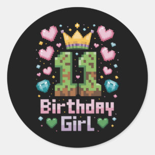 Adesivo 11 Birthday Girl Shirt Jogos Festa 11 Yea