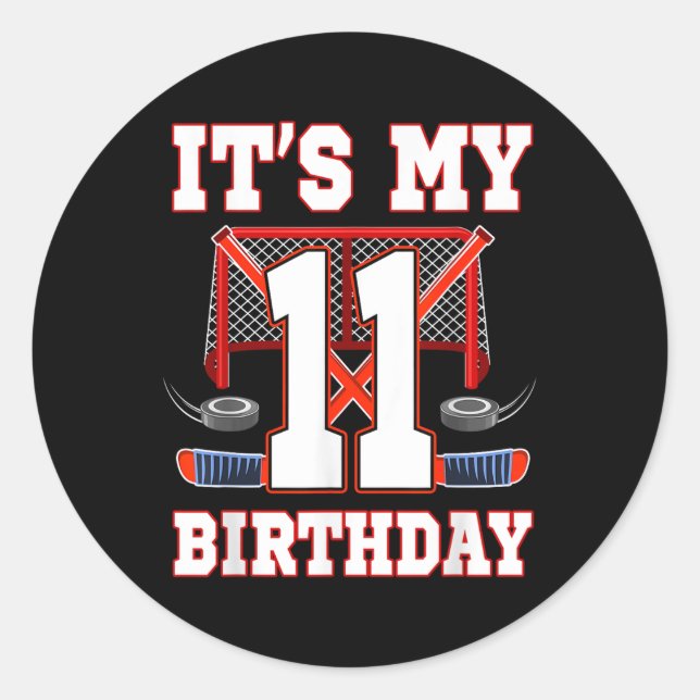 Adesivo 11 Birthday Ice Hockey Player 11 Anos (Frente)