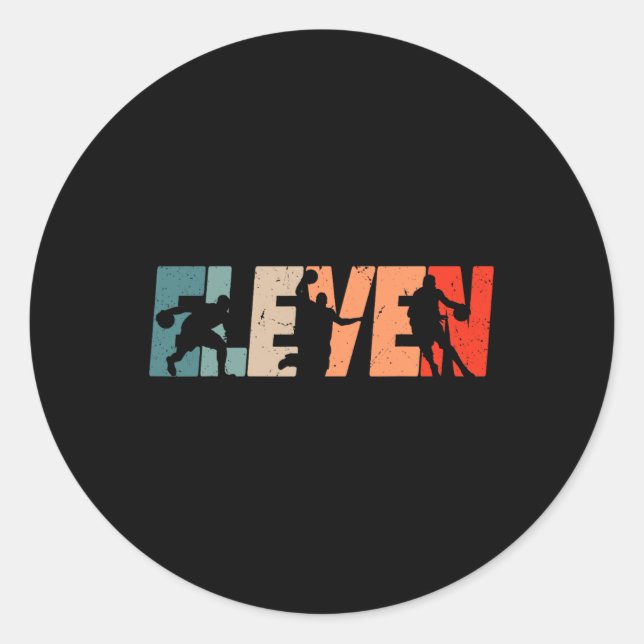 Adesivo 11 Birthday Retro Basball De 11 Anos (Frente)