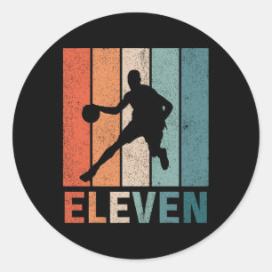 Adesivo 11 Birthday Retro Bysketbyll Amantes Meninos 11
