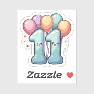 Adesivo 11 Birthday - Vinheta de Vinilo com Corte Personal