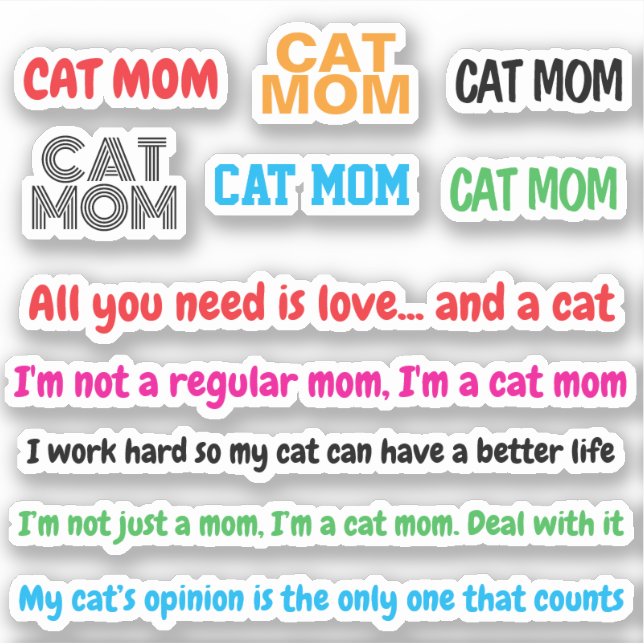 Adesivo 11 citações de mãe cúbicas de PCS | Gato Engraçado (Frente)