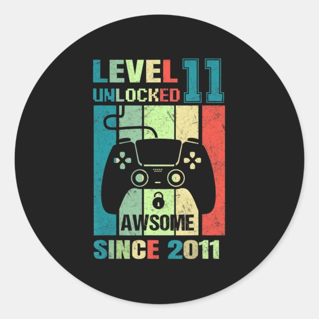 Adesivo 11th Birthday Gift Level 11 Unlocked Awesome 2011  (Frente)