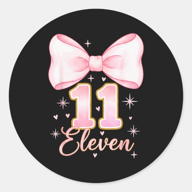 Adesivo 11th Birthday Girl Coquette Bow Its My Eleven Birt (Frente)