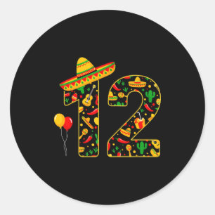 Adesivo 12 12º aniversário mexicano sombrero maracas cinco