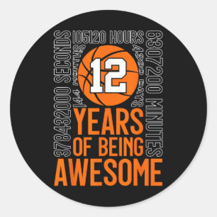 Adesivo 12 Anos De Aniversário De 12 De Basquete Incrível