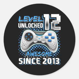 Adesivo 12 Birthday Boy Nível 12 Gamer 12 Anos Vídeo Gam
