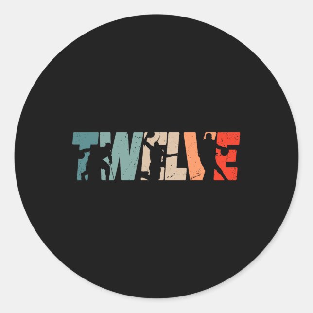 Adesivo 12 Birthday Retro Basball De 12 Anos (Frente)