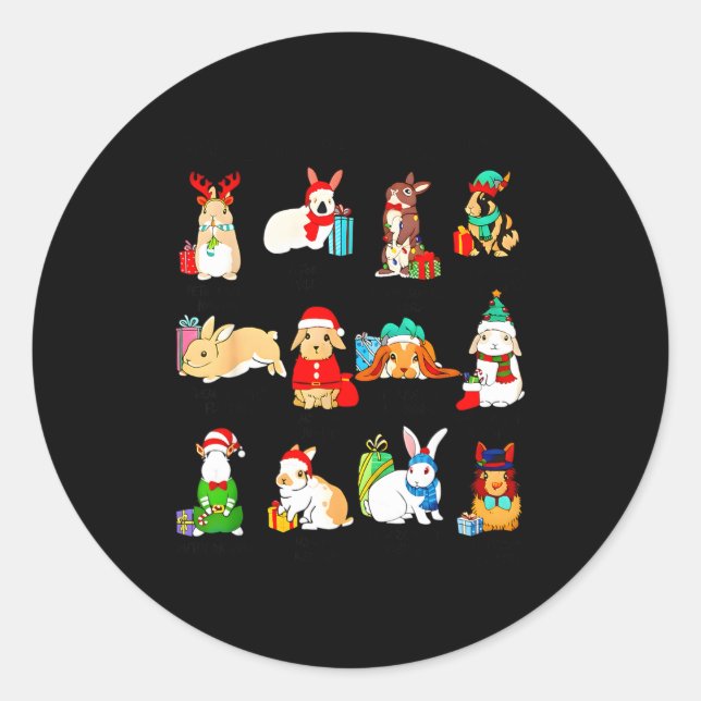 Adesivo 12 Bunny Of Christmas Bunny Rabbit Christmas Xmas  (Frente)
