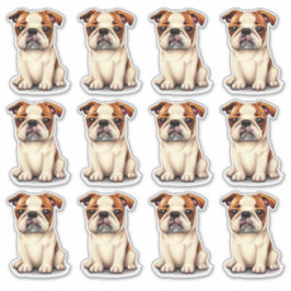 Adesivo 12 Cachorros de Bulldog