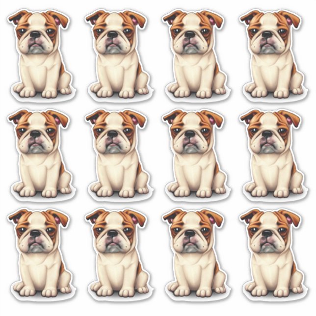 Adesivo 12 Cachorros de Bulldog (Frente)