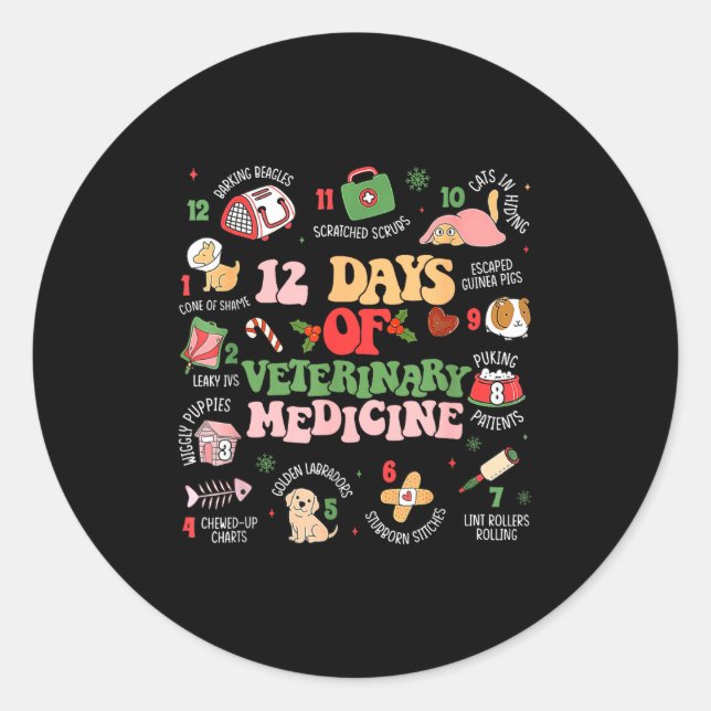 Adesivo 12 Days Of Veterinary Medicine Funny Christmas Vet (Frente)