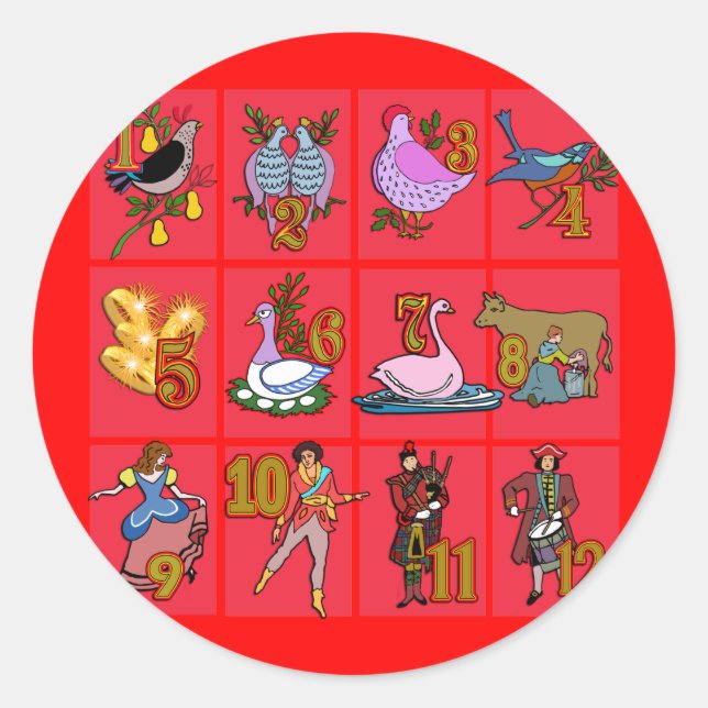 Adesivo 12 dias de T-shirts de Natal, Roupa, presentes (Frente)