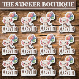 Adesivo 12 Em Um Nome Personalizado De Cute Axolotl