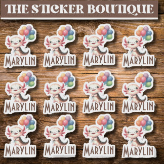 Adesivo 12 Em Um Nome Personalizado De Cute Axolotl