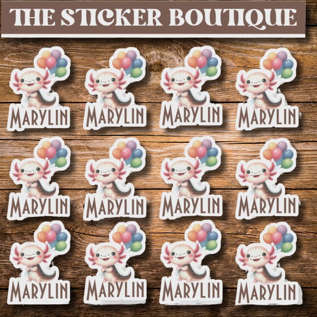 Adesivo 12 Em Um Nome Personalizado De Cute Axolotl (Criador carregado)
