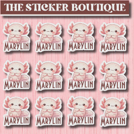 Adesivo 12 Em Um Nome Personalizado De Cute Sweet Axolotl 