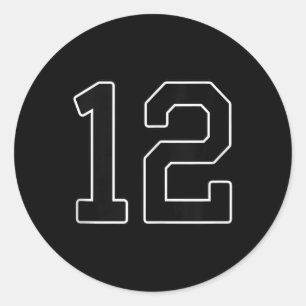 Adesivo 12 - Número Numeração Uniforme Número [preto_preto