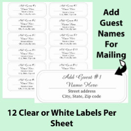 Adesivo 12 Script Guest Names Clear Address Labels