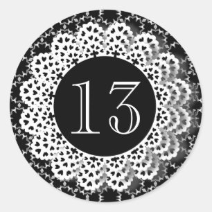 Adesivo 13 Aniversário, preto e branco, Lace V13