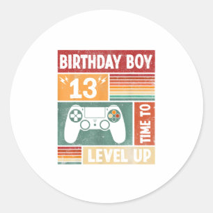 Adesivo 13 Birthday Boy Time to Level Up Videos games