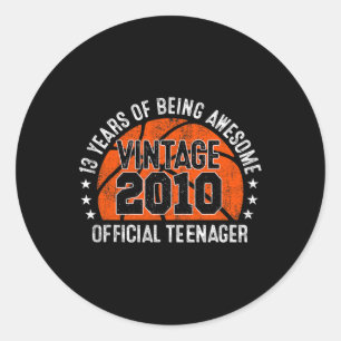 Adesivo 13 Birthday Vintage 2010 Adolescente Oficial 13 Y