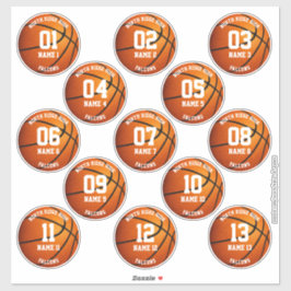 Adesivo 13 jogadores de basquete personalizados INDIVIDUAL
