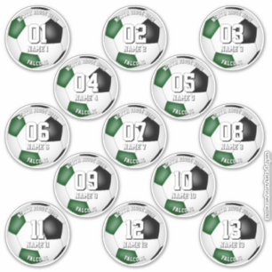 Adesivo 13 jogadores de futebol cores da equipe verde