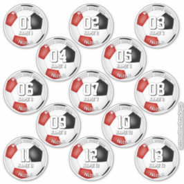 Adesivo 13 jogadores de futebol - cores vermelhas do time