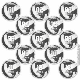 Adesivo 13 jogadores de voleibol cores da equipe preto e b