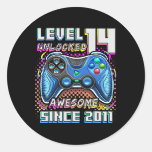 Adesivo 14 Birthday Boy Nível 14 Gamer 14 Anos Vídeo Gam
