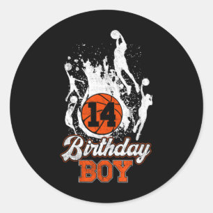 Adesivo 14 Birthday Bysketbyll Theme Birthday Boy 14 anos