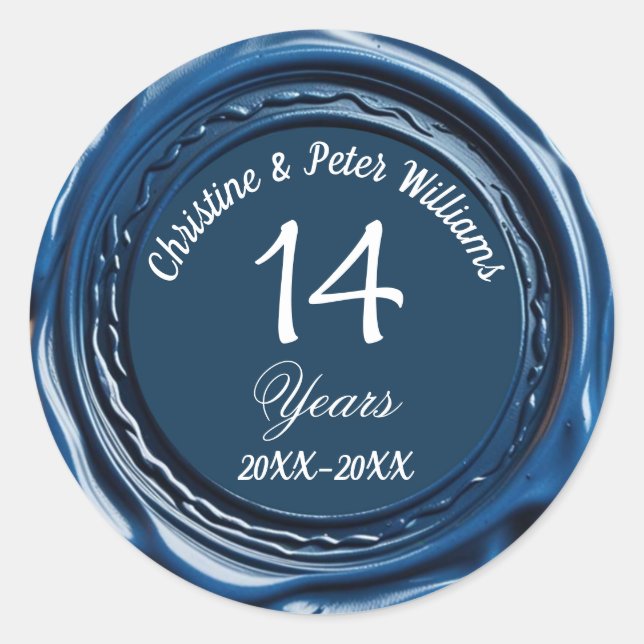 Adesivo 14 Ivory Weding Blue Wax Seal Sticker (Frente)