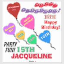 15 Birthday Heart Balloons Personalizados Vinil