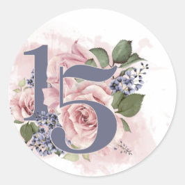 Adesivo 15 Birthday Quinceanera Chic Floral Watercolor