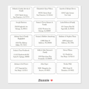 Adesivo 15 Endereço de Nome de Convidado Individual Simple