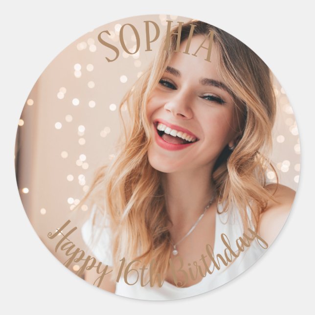 Adesivo 16ª bolsa de festa personalizada de aniversário (Frente)