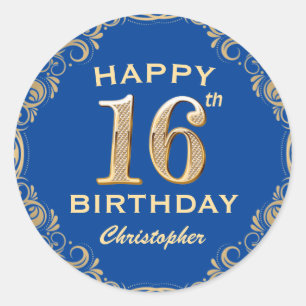 Adesivo 16ª imagem azul e brilhante Dourada