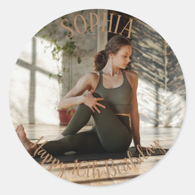 Adesivo 16.ª Sacola de festa personalizada de aniversário  (Frente)