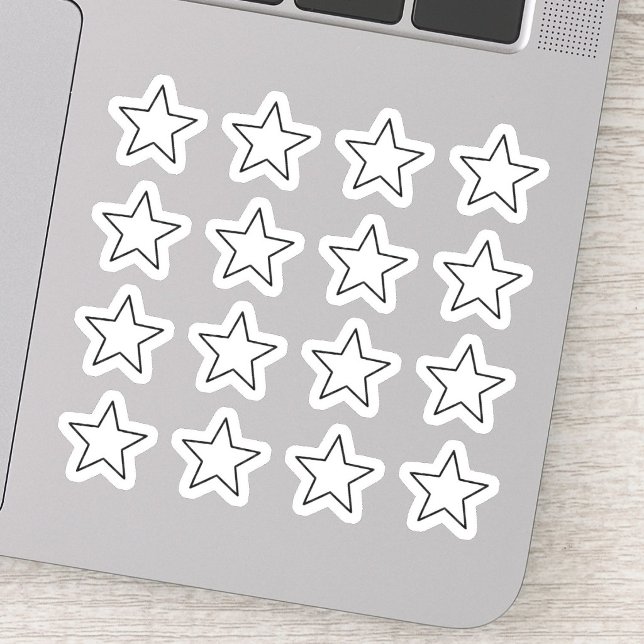 Adesivo +16 Estrela Branca Elegante (minimalist white star decals, aesthetic celestial laptop stickers, bullet journal scrapbooking )